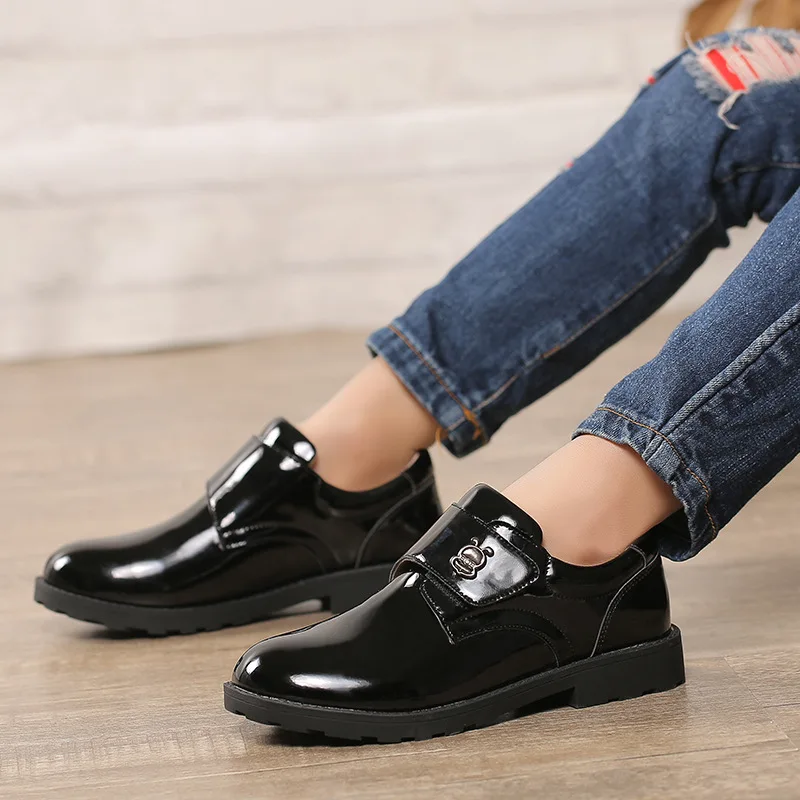 Обувь для мальчиков черные тонкие туфли студентов обувь на весну 2019|Кожаная