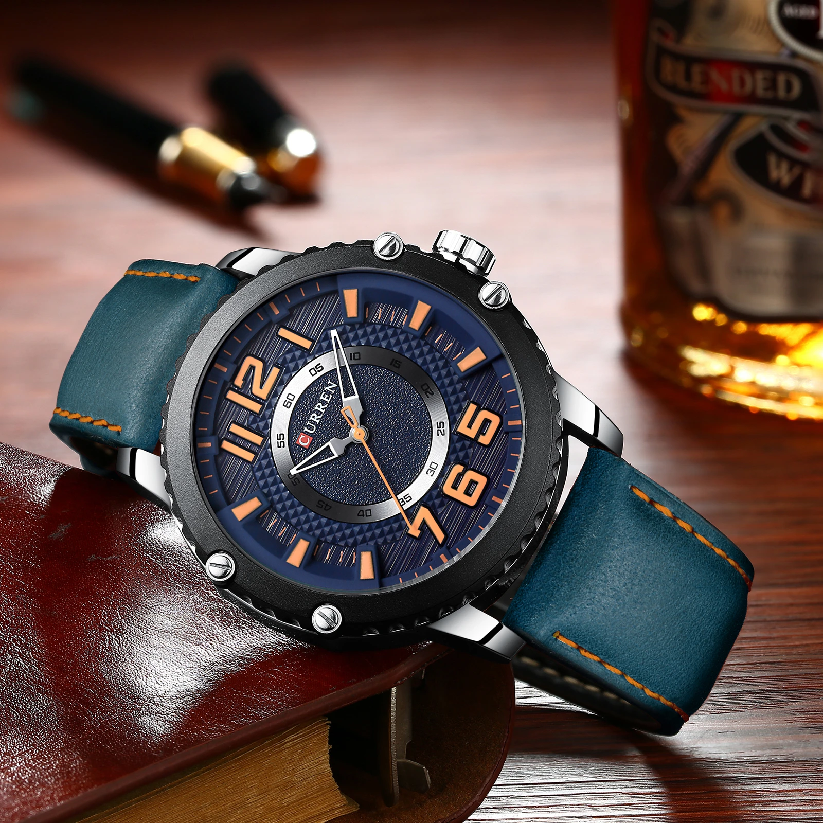 新しい革腕時計メンズトップブランドcurrenファッションメンズ時計因果ビジネスクォーツ腕時計ギフトレロジオ Masculino Quartz Watches Aliexpress