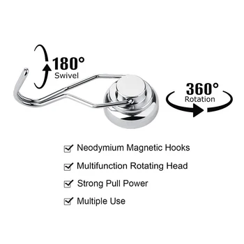 

HOT Swivel Swing Powerful Magnetic Hooks Strong Heavy Duty Neodymium Magnet Hooks for Refrigerator NDS66