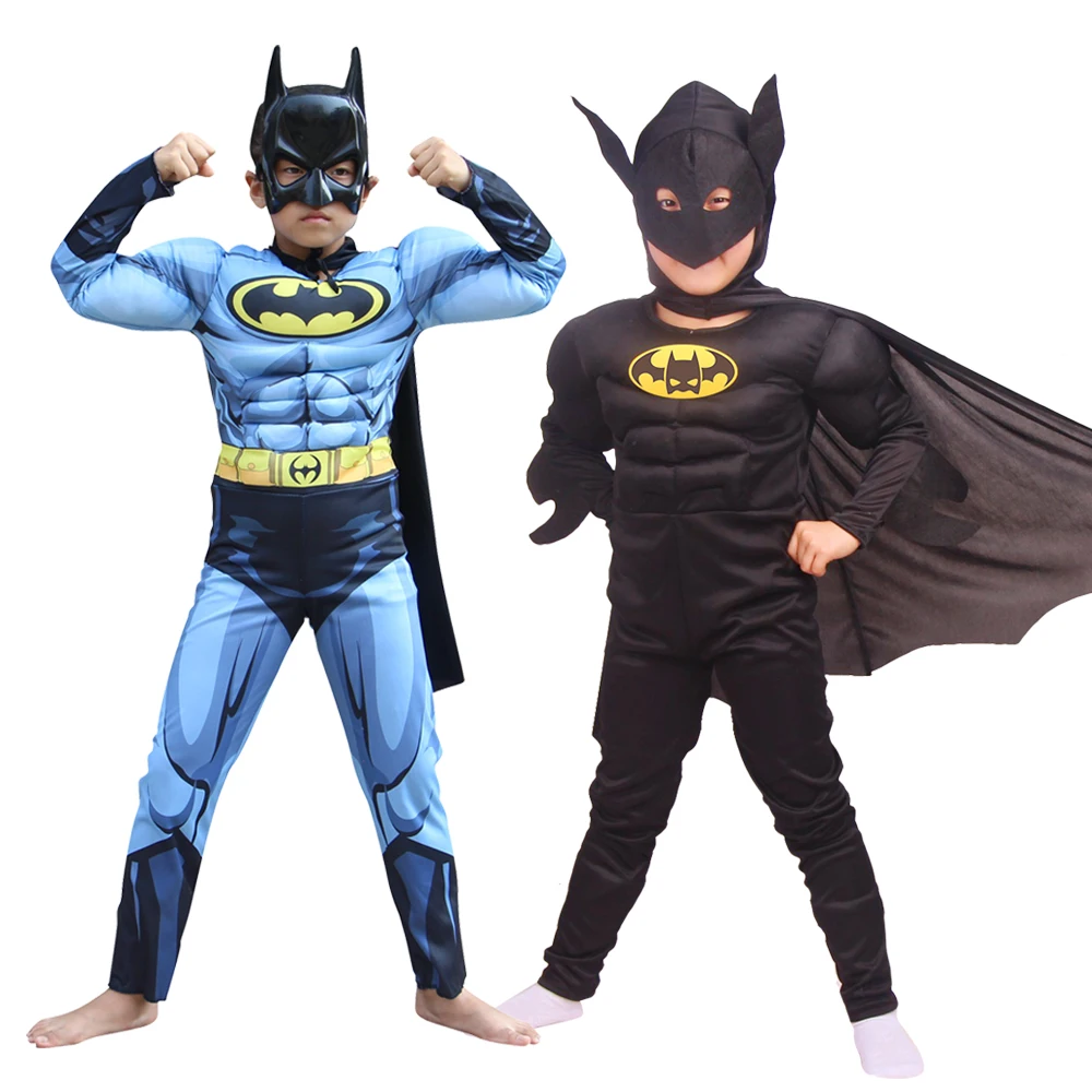 

Kids Boys Anime Muscle Halloween Costumes with Mask Cloak Movie Character Superhero Christmas Cosplay Party Role Play