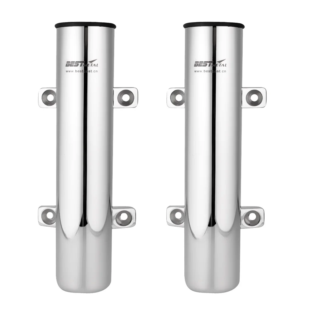 2 Pieces / Set Deluxe Stainless Marine Boat Fishing Rod Pole Holder Side Mount Rest Rack Bracket with Black Insert Accessories