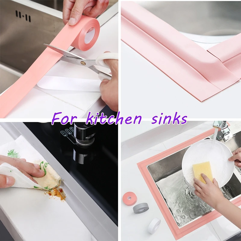 Wall Sticker for Bathroom Tape Sealing Strip Bath Shower Sink Gap Toilet Caulk Tape Waterproof Mildew Strip for Kitchen Stove