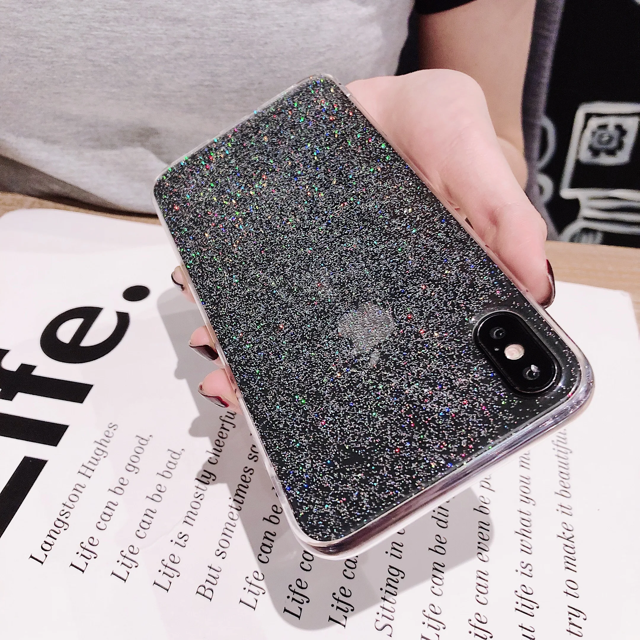 Блестящий Прозрачный чехол для телефона iPhone X XR 11 Pro XS Max 8 7 6S 6 Plus Мягкий из ТПУ