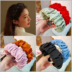 Solid Autumn Wave Headbands Individuality Wide Pleated Hairbands Bezel For Women Girls Hundred Matching Hair Hoop Accessories