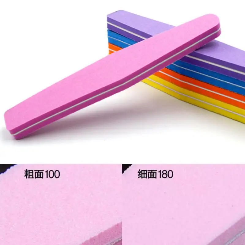 10pcs Double Side Nail Files Buffer 100/180 Trimmer Nail Buffer Angle Nail Art Tools Washable Buffing File Sponge