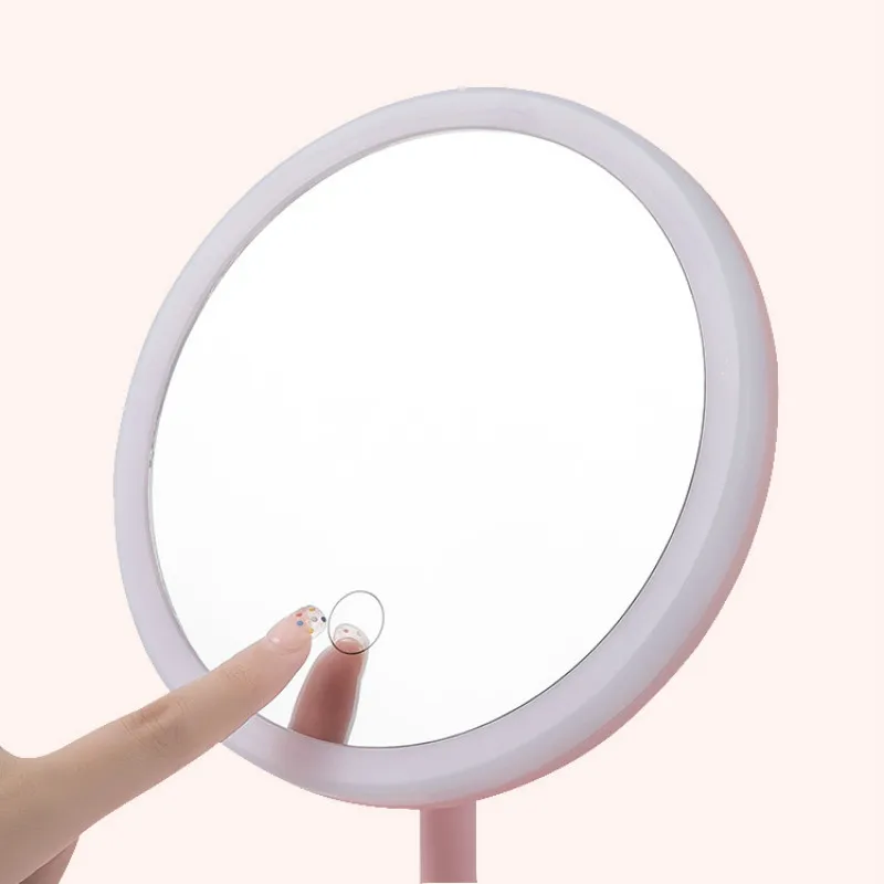 Светодиодный светильник, зеркало для макияжа с сенсорным экраном, настольное зеркало, заряжаемое через USB, складное, профессиональное туалетное зеркало для ванной