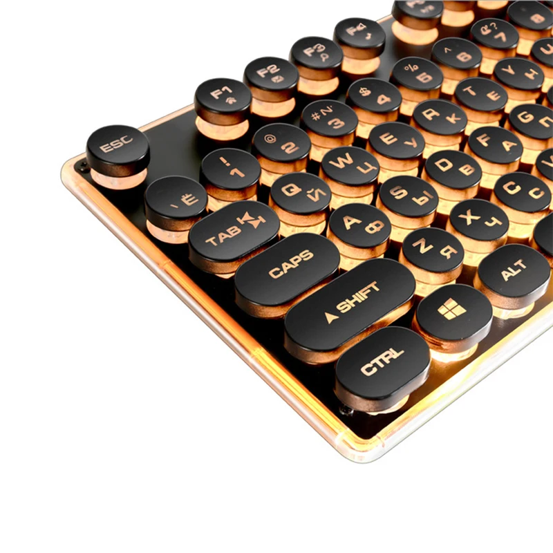 Игровая клавиатура в стиле ретро с круглой светящейся клавиатурой металлическая