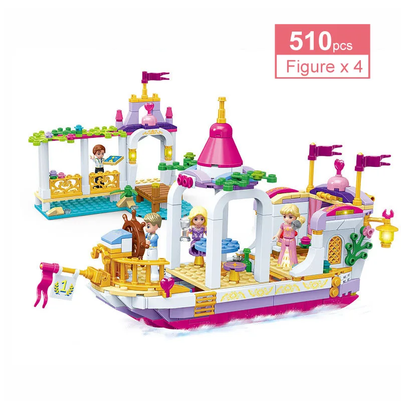 

9017 510PCS Alice Royal Fantasy Boat 9018 498PCS Nice Secret Garden Stairs House building block sets Bricks Toy for Girl Gifts