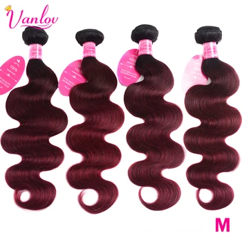 

Peruvian Body Wave Hair Weave Bundles 1B/99J Human Hair Bundles 4 Piece/Lot Two Tone Bungundy Human Hair Extentions Middle Ratio