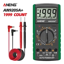 ANENG DT9205A + Multimetro Digitale A CRISTALLI LIQUIDI 1999 Conteggio Gamma Manuale Universale del Tester AC DC Resistenza Capacità Transistor Tester