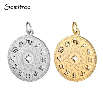 

Semitree 12 Zodiac Constellation Stainless Steel Pendant Charms DIY Necklace Making Jewelry Findings Handicraft Accessories