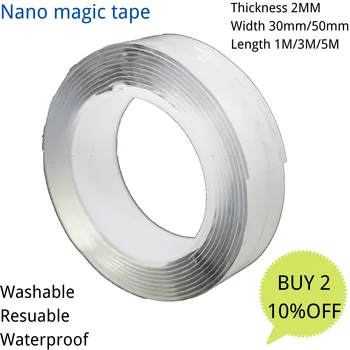 

3/ 5cm Wide Nano Tape Grip tape Reusable Traceless Waterproof Strong Acrylic Double Sided Adhesive Gel Grip Tape 2mm Thick