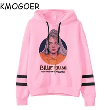 Billie Eilish Толстовка с принтом розовая с капюшоном Женская толстовка одежда Harajuku Fans гранж повседневные толстовки готические Kpop толстовки