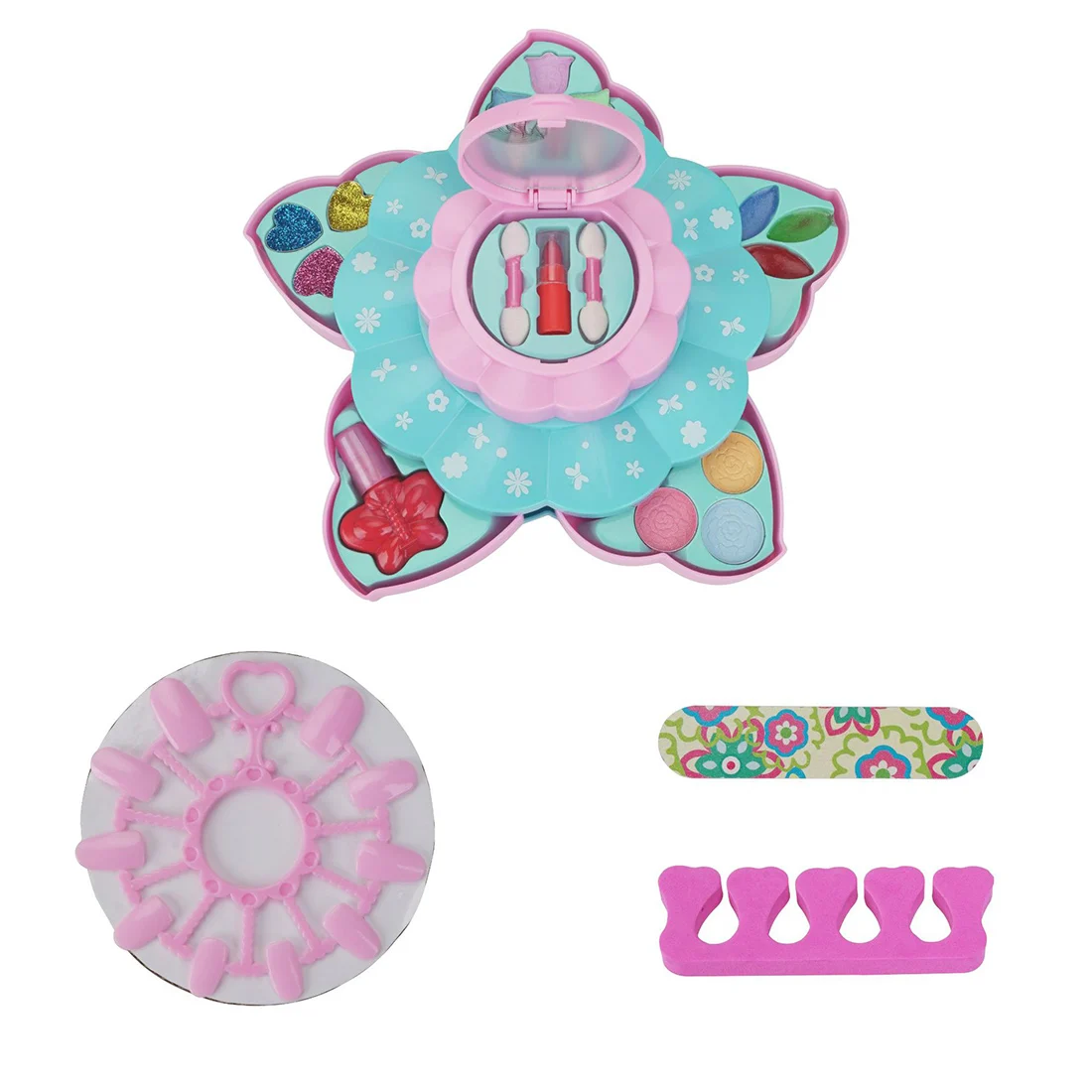 

Children Pretend Play Water-soluble Makeup Beauty Toy with Petal Cosmetic Box Girls Birthday Gift For Over 3