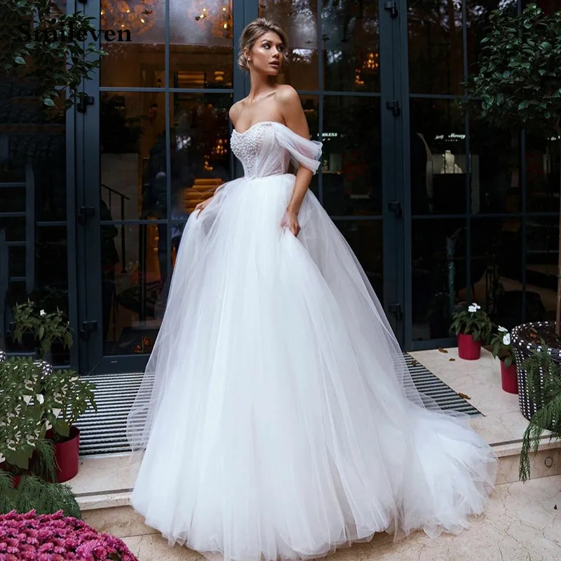 

Sexy Off The Shoulder Wedding Dress 2022 A Line Sweetheart Bridal Gowns Beaded Lace Vestido De Noiva Lorie Wedding Gowns