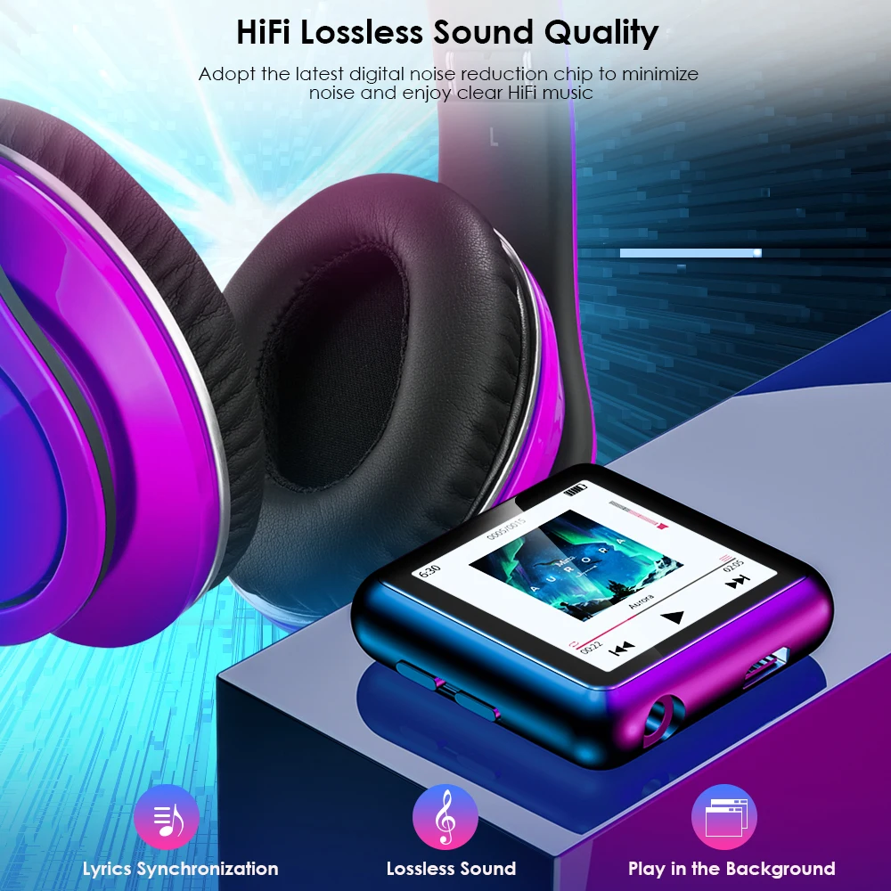 Сенсорный экран портативный MP3 плеер с Bluetooth HiFi музыкальный наушники FM радио без