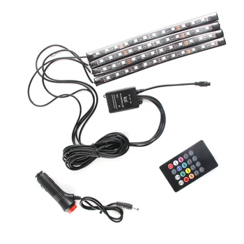 

4pcs waterproof anti-collision LED Light Strip Car Interior Light Music LED Light Kit 8 Monochrome Modes 4 Music Control Modes
