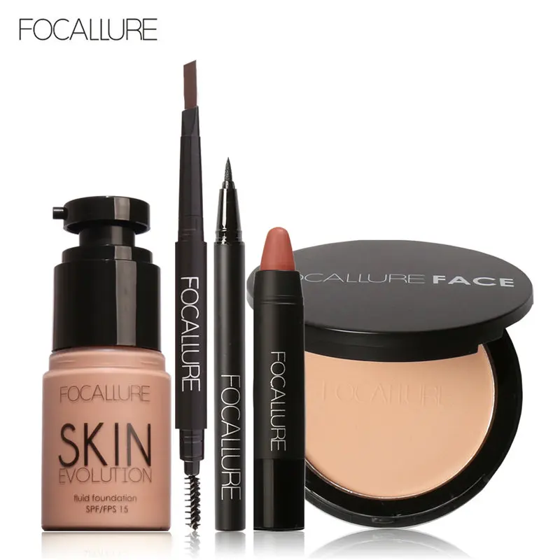 FOCALLURE New Women Value Pack Makeup Set Gift 5Pcs Liquid Eyeliner Eye Liner Pen Eyebrow Pencil Sexy Lipstick Matte Colors | Красота и