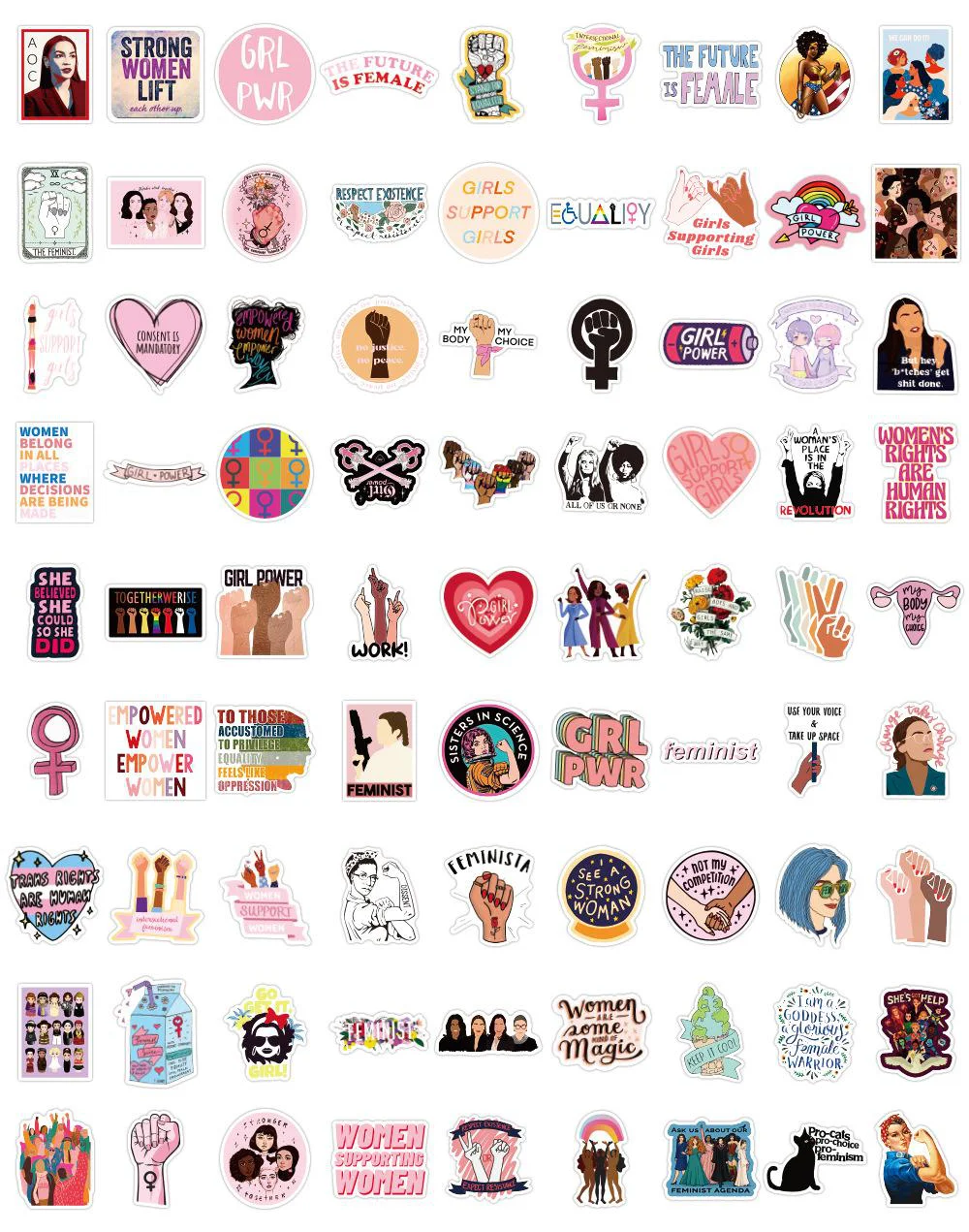 10/30/50/100PCS Feminist Graffiti Women Stickers DIY Bike Travel Luggage Laptop Notebook Sticker Toy Decal Wholesale