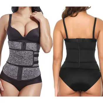 

Womens Plus Size Workout Waist Trainer Abdominal Belt High Compression Zip Up Neoprene Cincher Corset Body Shaper Bandage S-3XL