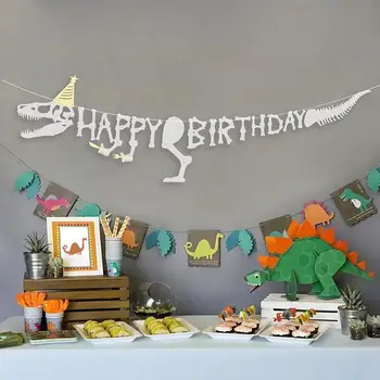 

Glitter Silver Dinosaur Theme Happy Birthday Banner Dino Party Jurassic Park Birthday Banner Prehistoric Dinosaur Skeleton