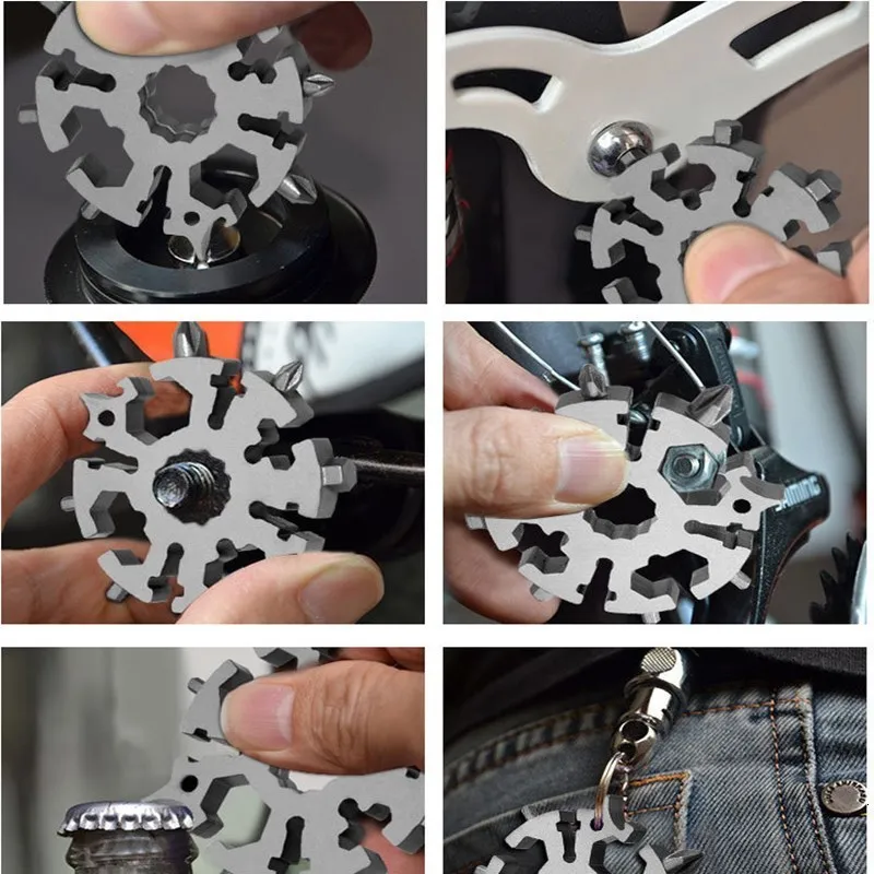 Multi-function 20 In 1 Snowflake Universal Wrench Screwdriver Camping Outdoor Car Auto Tool Spanner Allen Hex Key Llave Hexagon