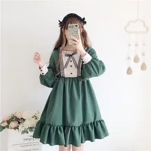 

2022 Tea Party Cute Clothes Vintage Green Dress Women Girl Long Sleeve Green Lolita Dress Gothic Cosplay Lace Maid Costumes