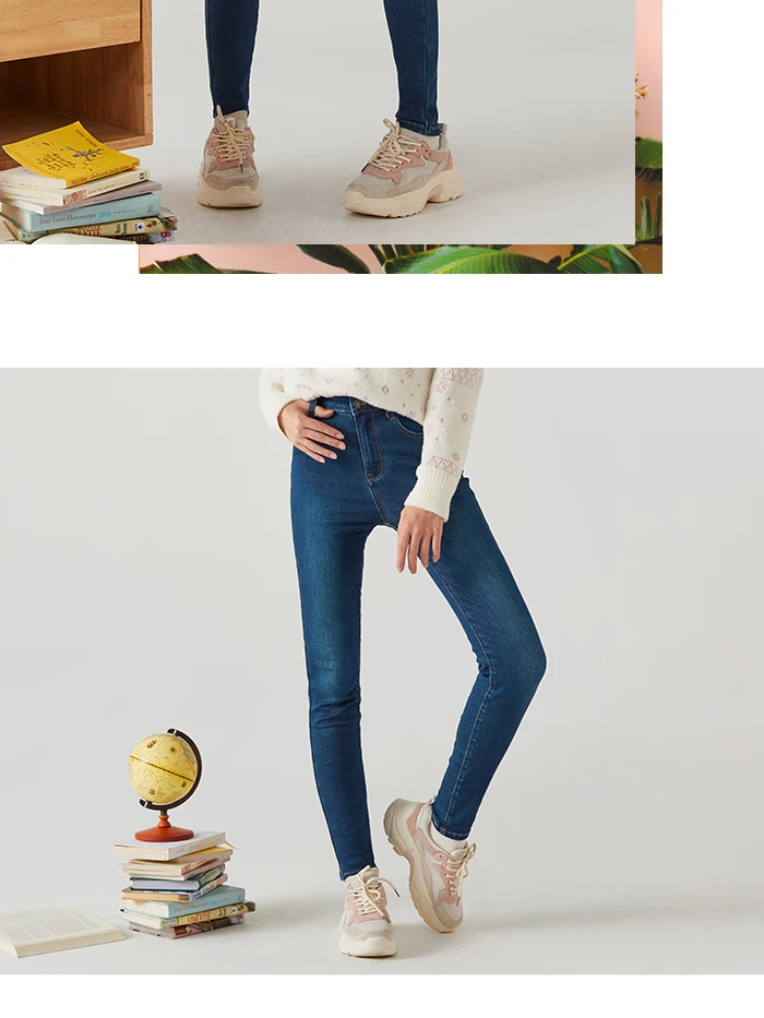 SEMIR джинсовые брюки женские Зимние новые с высокой талией тонкие с высокой талией штаны для тонких ног хлопковые джинсы женские