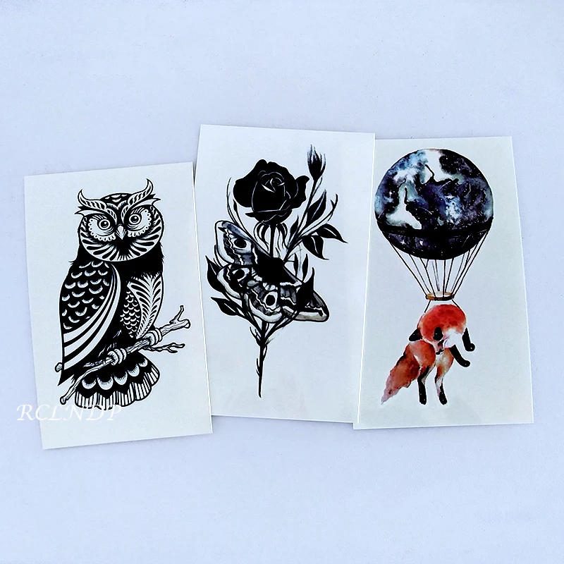 Водонепроницаемая временная татуировка наклейка Кит музыкальная нотка волк животное маленькое искусство тату флэш-тату поддельные татуировки для женщин мужчин ребенок - Цвет: Светло-желтый