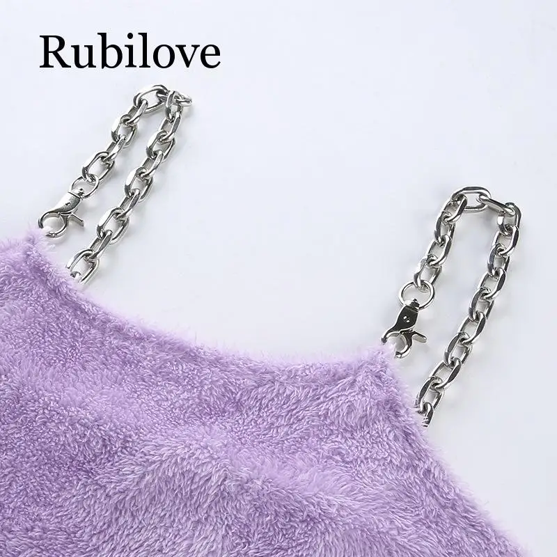 Rubilove бархатный женский топ на бретелях с высокой уличной цепью, топы, уличная одежда, Harajuku Camisole, сексуальная укороченная футболка без рукавов