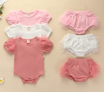 

Summer Solid 0-24M Newborn Infant Baby Girls Outfit Clothes Jumpsuit Bodysuit+Shorts Set
