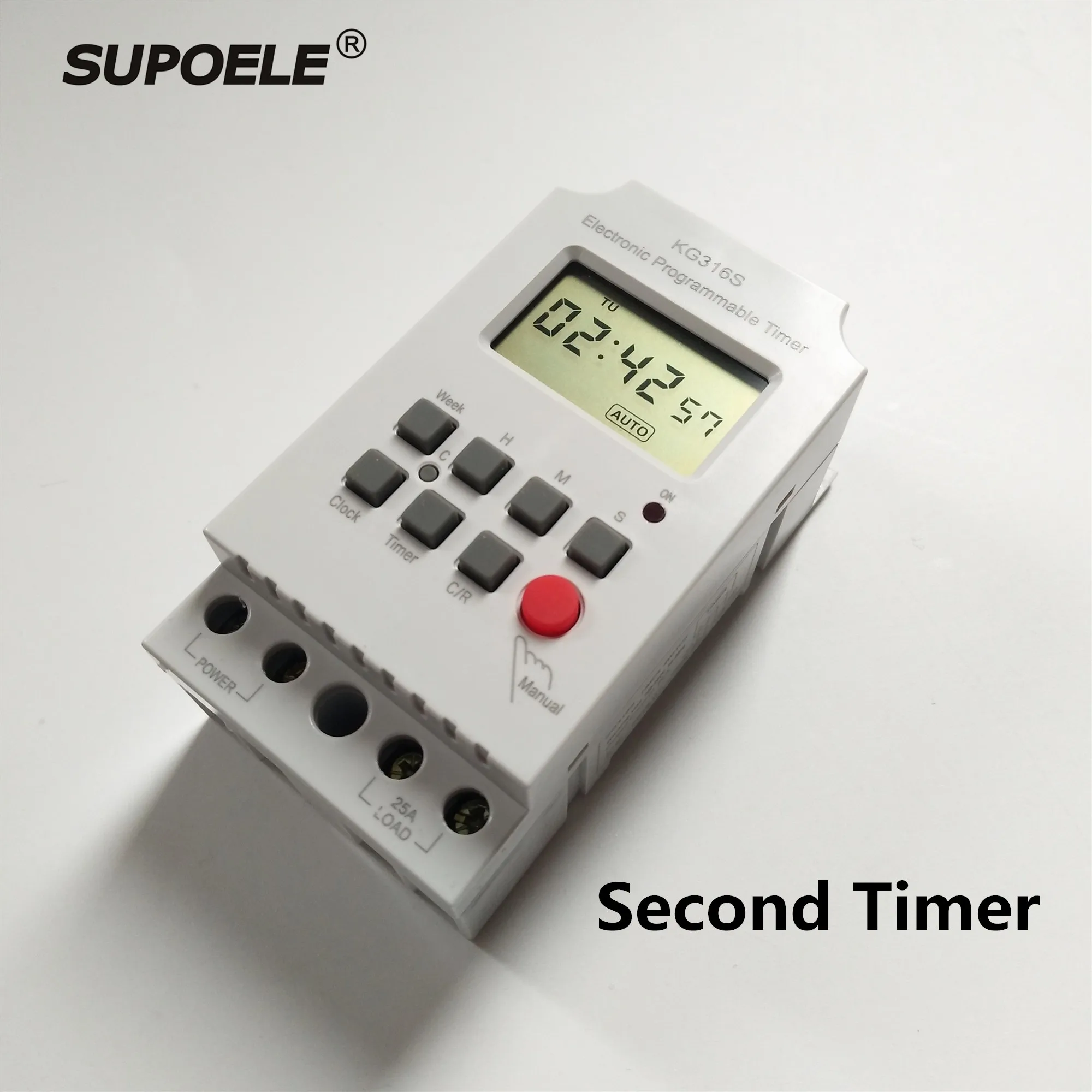 AC220V DC12V 25A Second Setting Digital Timer Switch 24hr 7 Days Weekly