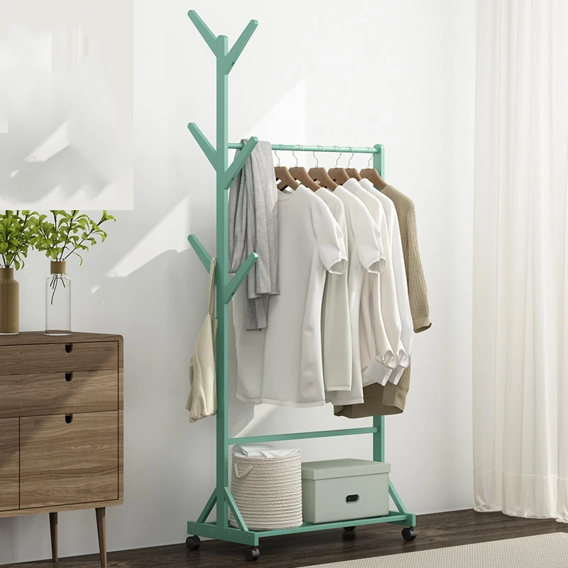 

Q001 Floor-hanging Clothes Rack Solid Wood Bedroom, and Household Multifunctional Simple and Easy-to-move Goods Shelf