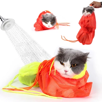 

Cat Shower Bag Portable Cat Cleaning Washing Anti-scratch Fixed Bag Pet Bathing Restraint Product Adjustable Kitten Grooming Bag