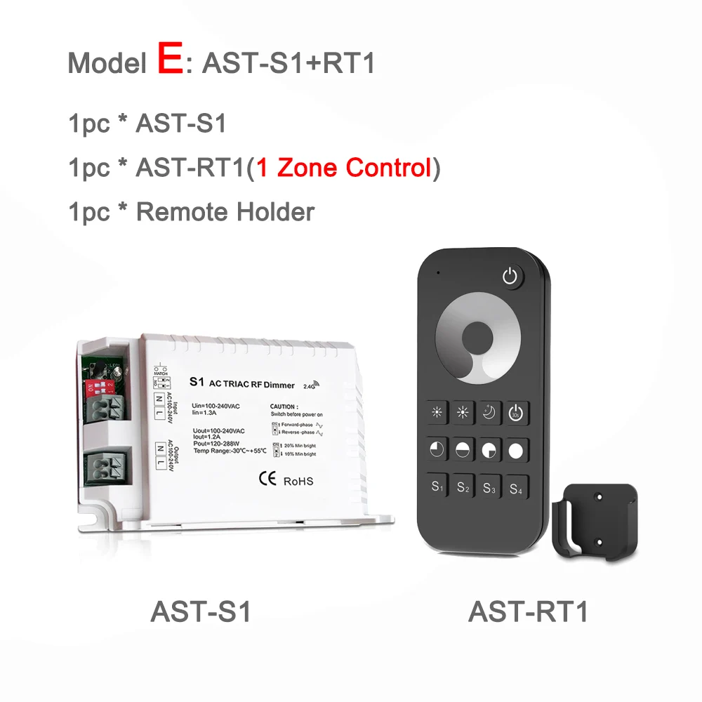 Model E AC Triac диммер 220V 230V 110V RF 2,4G беспроводной пульт дистанционного управления Smart wi-fi-регулятор светодиодного освещения переключатель для одного цвета затемняемый Светодиодный светильник S1 - Цвет: Model E