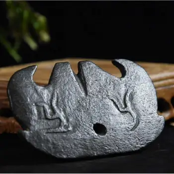 

Hongshan culture archaize black iron meteorite sculpture wind fire statue