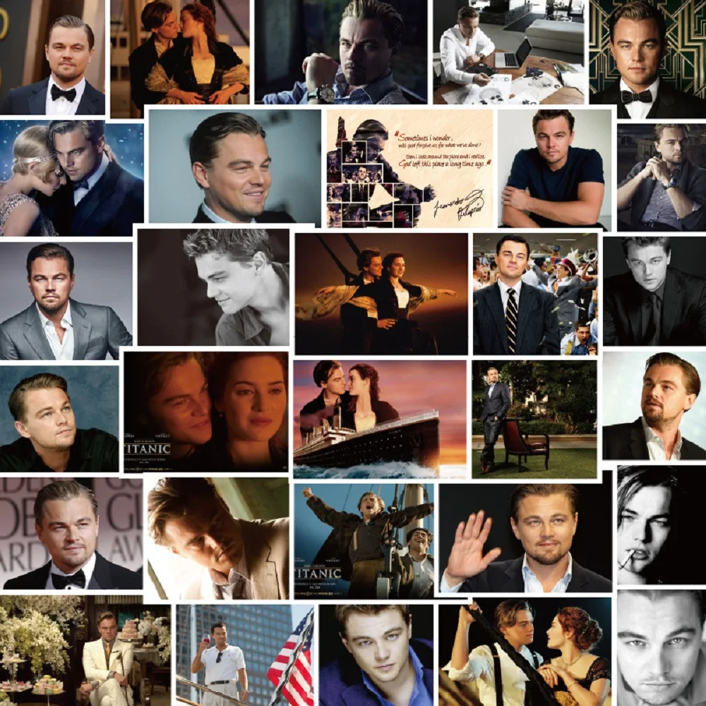 10/30/50Pcs Leonardo DiCaprio Movie Star Actor Graffiti Stickers Skateboard Fridge Guitar Laptop DIY Waterproof Sticker Decals