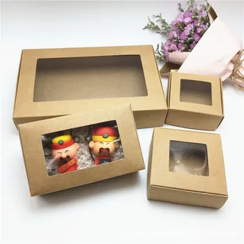 

Multi Size Kraft Cardboard Box Small Gift Box Window Paper Box Packaging Brown Paper Box With Window 100pcs/lot