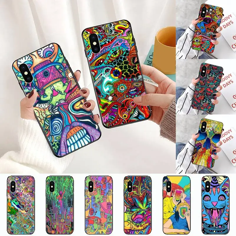 

Colourful Psychedelic Trippy Art Phone Case for iPhone 11 12 pro XS MAX 8 7 6 6S Plus X 5S SE 2020 XR