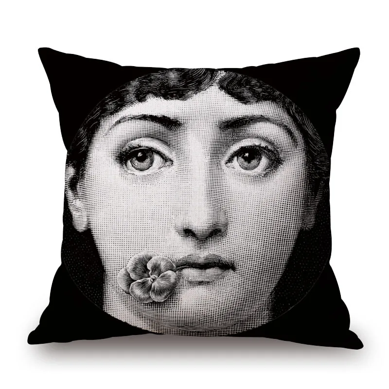 Европейский Винтажный Чехол на подушку rosenthal Piero fornasetti с рисунками для лица, чехлы на подушку с красными губами и глазами, льняной Чехол на подушку для спальни - Цвет: O