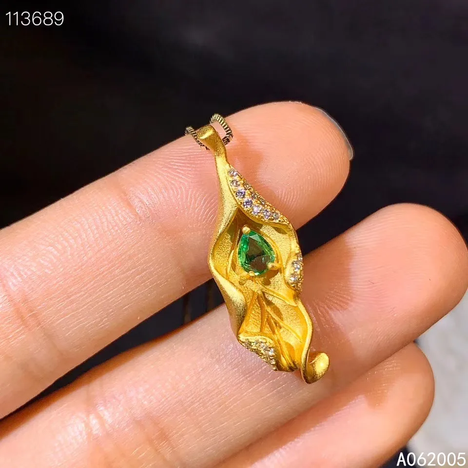 Женское ожерелье из серебра 925 пробы с натуральным изумрудом|Подвески| |