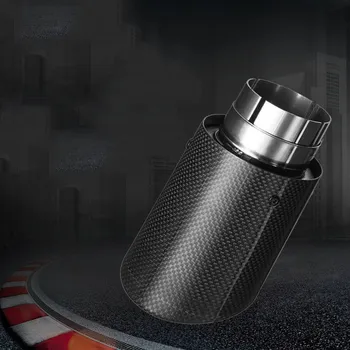 

101 Tail Carbon Car Muffler Tip Exhaust System Universal Rolling Edge Stainless AK Logo Exhaust Pipe Mufflers Multi-size