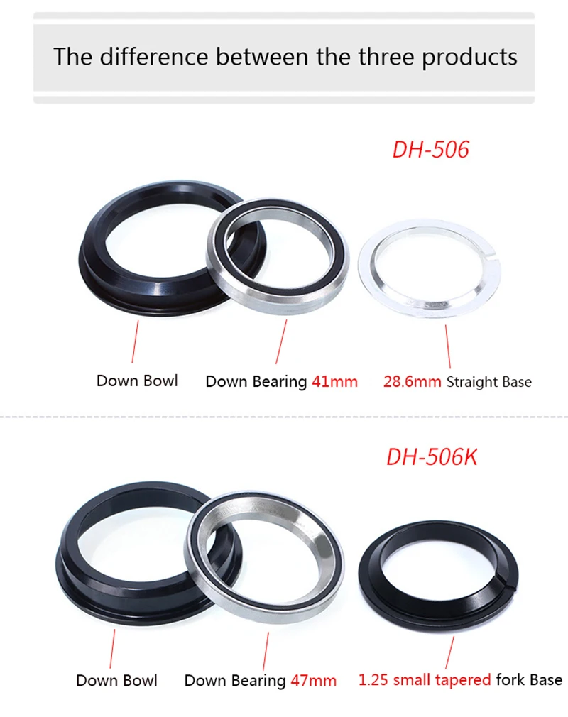 Risk aluminum 2 DH-506 подшипник 44-50,6 мм MTB велосипед головной части шоссейного велосипеда 28,6 прямая вилка для 1,25/1,5 коническая труба вилка