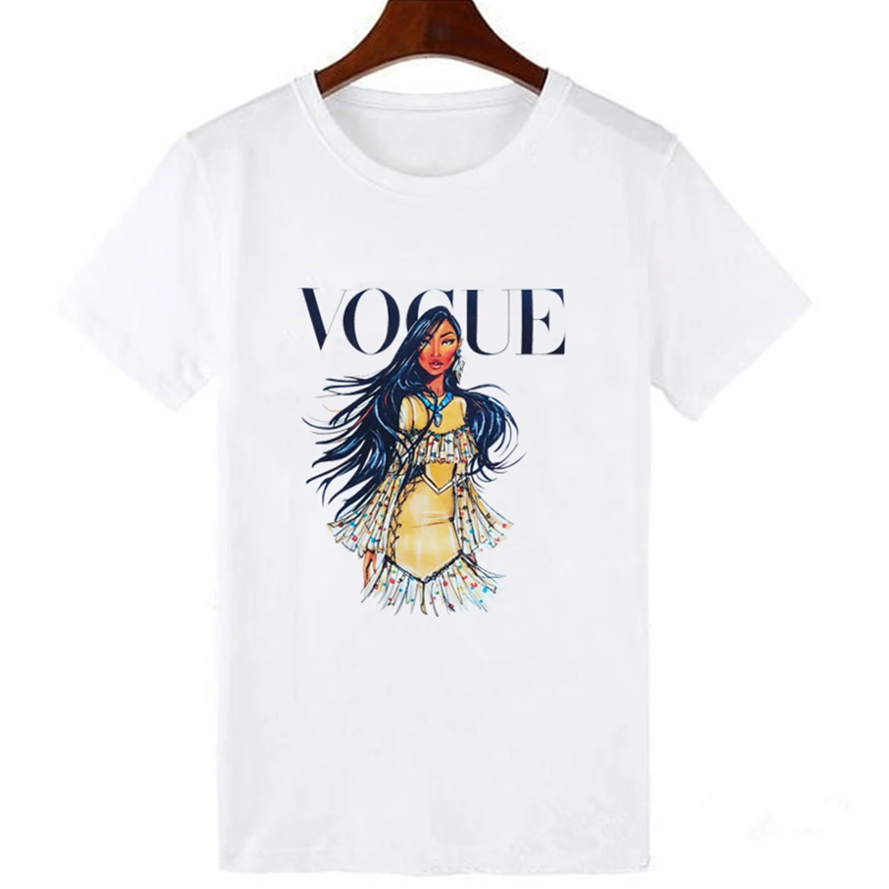LUCKYROLL Pocahontas принцесса каваи забавная Женская Футболка Harajuku Camiseta Mujer уличная мода Топы Футболка Femme - Цвет: WTQ0087