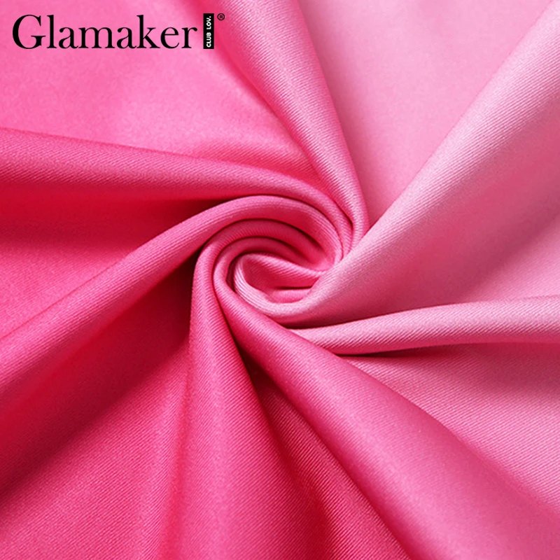 Glamaker, Розовое женское платье без бретелек, миди, с открытыми плечами, градиентное, облегающее платье, женское сексуальное платье с открытой спиной и длинным рукавом, Ретро стиль