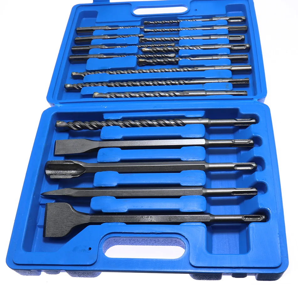 17PCS SDS Drill Bits And Chisels Set, Rotary Hammer Drill Bits Set With Aluminum Storage Case
