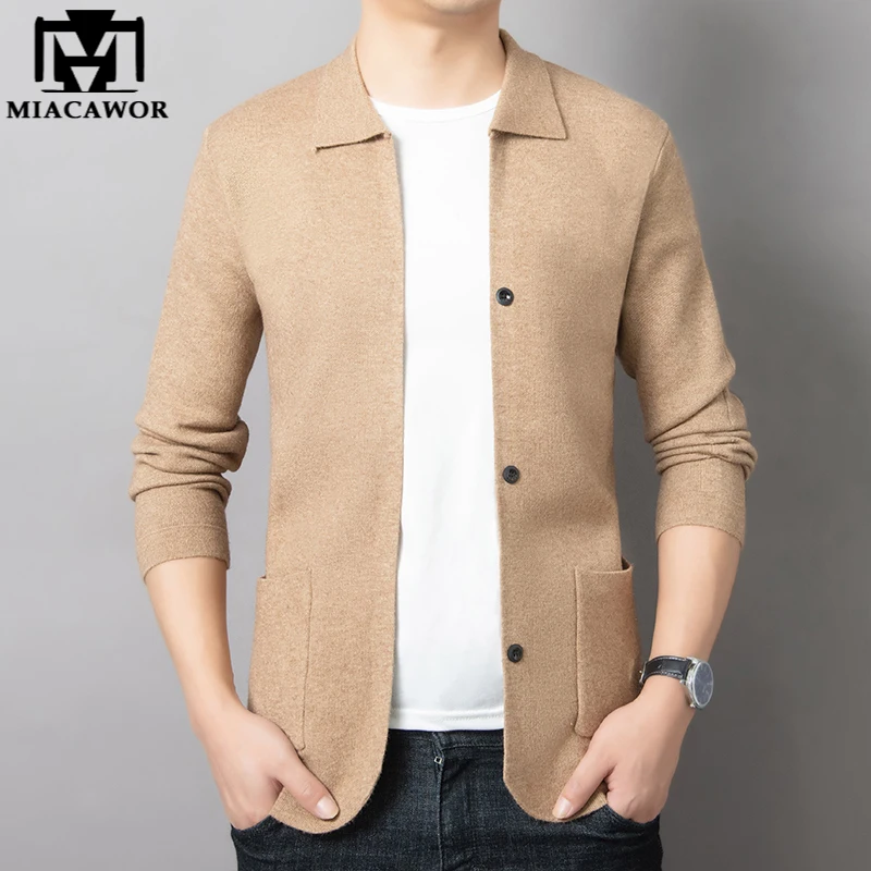 New Top Quality Cardigan Men Classic Solid Color Knitted Sweatercoats Autumn Winter Casual Casaco Masculino Y347 | Мужская одежда