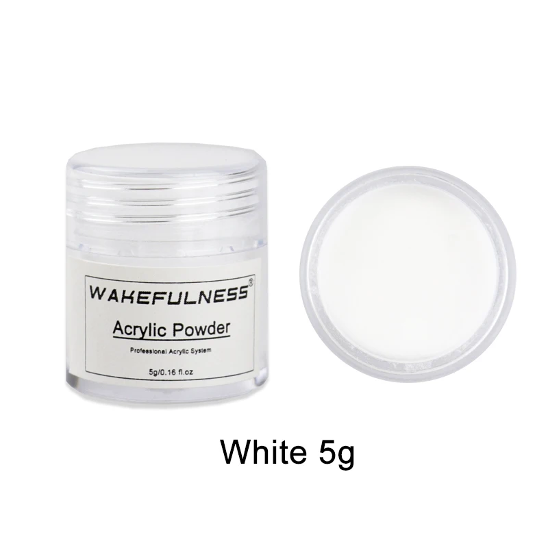 White Акриловый порошок для ногтей, 5 г, порошок для резьбы по Нейл-арту/расширение, акриловый порошок, полигель для лака для ногтей, ручка, набор инструментов - Цвет: White