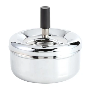 

Round Spinning Ashtray Cigarette Ash Round Stainless Steel Ashtray Housewares Spinning with Cover