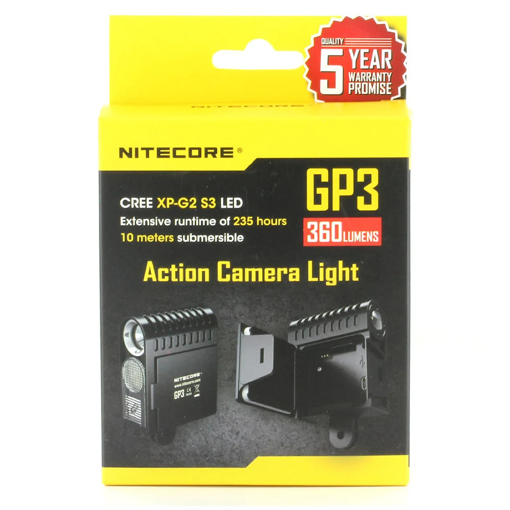 NITECORE GP3 CRL экшн-камера 360 люмен 5 режимов USB зарядка костюм для gopro камеры поставляется